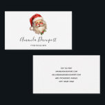 Holly Jolly Santa Claus Retro Style Christmas Business Card<br><div class="desc">Business cards with a joyful illustration of a vintage style Santa Claus with red rosy cheeks. wearing his classic red Santa hat and his big white bear. A sprig of holly adds to the festive holiday spirit of this design.</div>