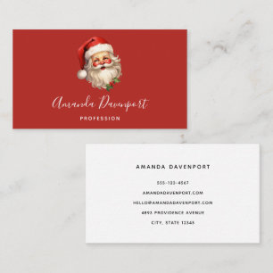 Holly Jolly Santa Claus Retro Style Christmas Business Card