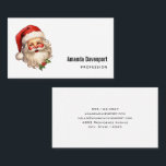Holly Jolly Santa Claus Retro Style Christmas Business Card<br><div class="desc">Business cards with a joyful illustration of a vintage style Santa Claus with red rosy cheeks. wearing his classic red Santa hat and his big white bear. A sprig of holly adds to the festive holiday spirit of this design.</div>