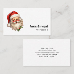 Holly Jolly Santa Claus Retro Style Christmas Business Card