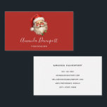 Holly Jolly Santa Claus Retro Style Christmas Business Card<br><div class="desc">Business cards with a joyful illustration of a vintage style Santa Claus with red rosy cheeks. wearing his classic red Santa hat and his big white bear. A sprig of holly adds to the festive holiday spirit of this design.</div>