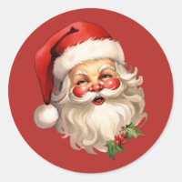 Holly Jolly Santa Claus Retro Style Christmas