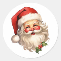 Holly Jolly Santa Claus Retro Style Christmas