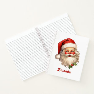 Holly Jolly Santa Claus Retro Style Christmas Notebook