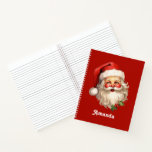 Holly Jolly Santa Claus Retro Style Christmas Notebook<br><div class="desc">Spiral notebook with a joyful illustration of a vintage style Santa Claus with red rosy cheeks. wearing his classic red Santa hat and his big white bear. A sprig of holly adds to the festive holiday spirit of this design.</div>