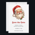 Holly Jolly Santa Claus Retro Style Christmas Save The Date<br><div class="desc">Save the date card with a joyful illustration of a vintage style Santa Claus with red rosy cheeks. wearing his classic red santa hat and his big white bear.  A sprig of holly adds to the festive holiday spirit of this design.</div>