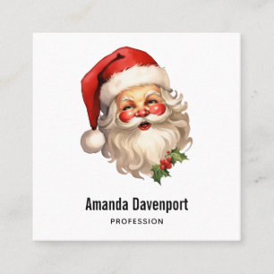 Holly Jolly Santa Claus Retro Style Christmas Square Business Card