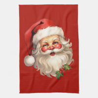 Holly Jolly Santa Claus Retro Style Christmas