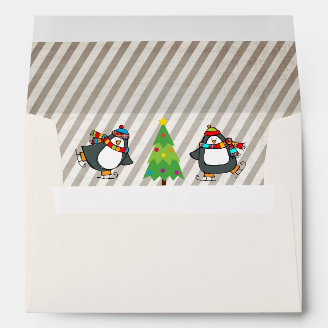 Holly Jolly Skating Penguins Holiday Envelope (Back (Bottom))