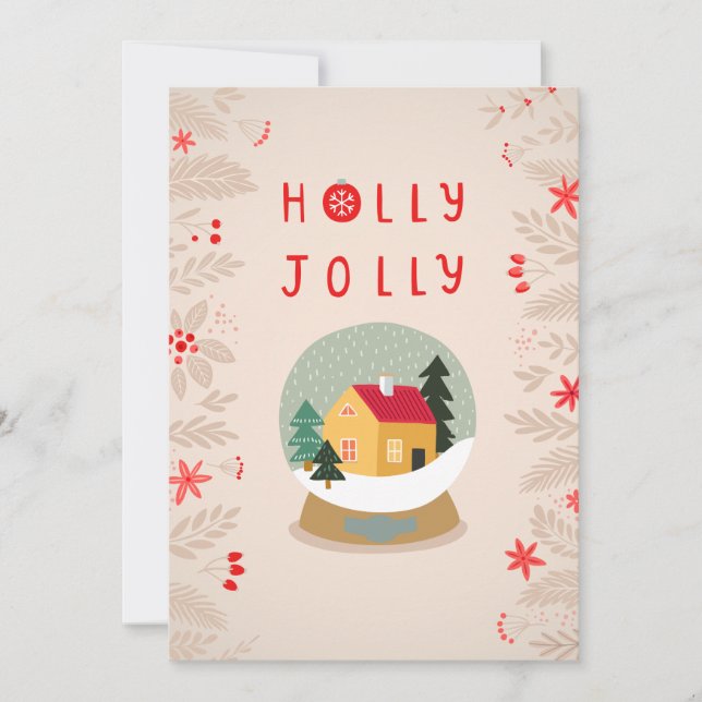 Holly Jolly Snow Globe - A Cosy Holiday Delight Card (Front)