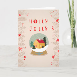 Holly Jolly Snow Globe - A Cosy Holiday Delight Card