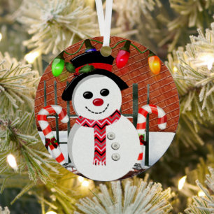 Holly Jolly Snowman  Metal Tree Decoration