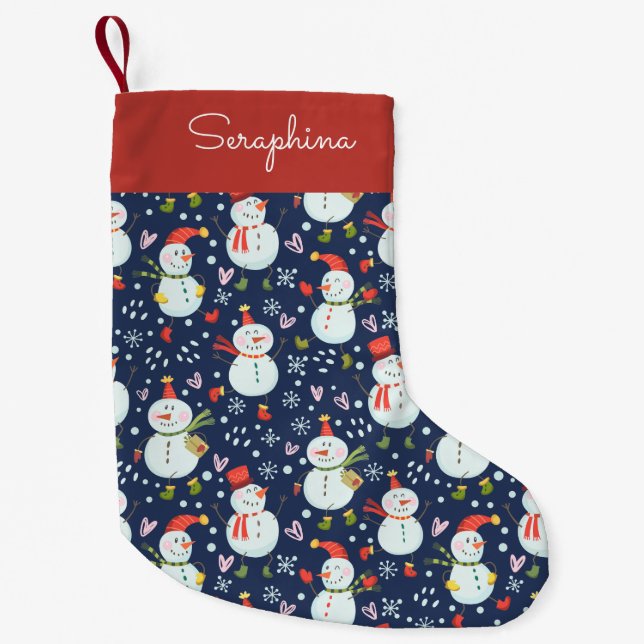 Holly Jolly Snowmen Personalised Stocking (Front)
