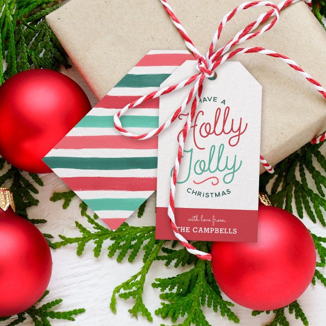 Holly Jolly Stripes Christmas Gift Tags (Creator Uploaded)