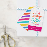 Holly Jolly Stripes Christmas Gift Tags<br><div class="desc">Custom printed holiday gift tags personalised with your family name or other text. This fun two-sided design features colourful modern typography with a bright rainbow striped background on the reverse side. The text reads "Have a Holly Jolly Christmas". Use the design tools to edit the text fonts and colours, add...</div>