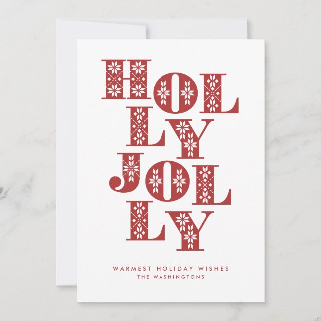 Holly Jolly Sweater Letters Holiday Card (Front)