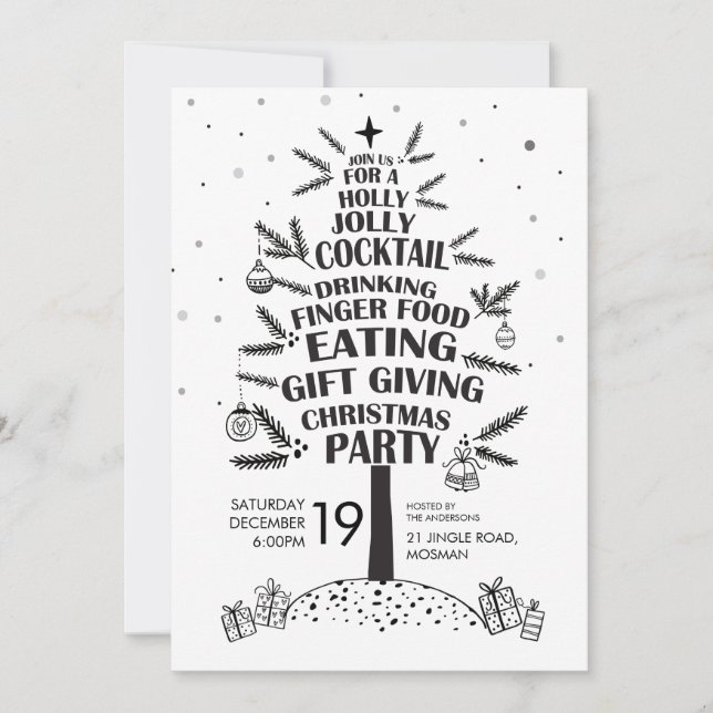 Holly Jolly Tree Christmas Party Holiday Invitatio Invitation (Front)