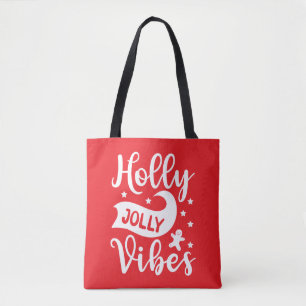 Holly Jolly Vibes Festive Red  Tote Bag