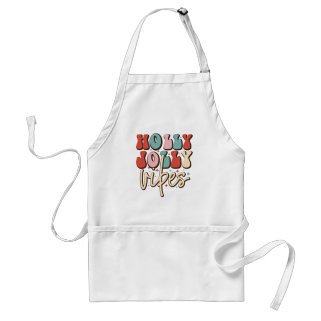 Holly Jolly Vibes Retro Groovy Christmas Holidays Standard Apron (Front)