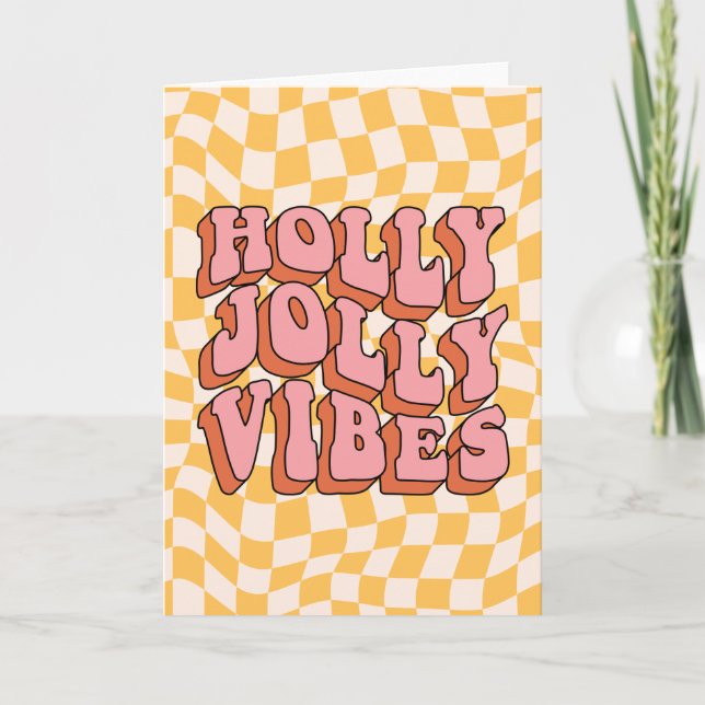 Holly Jolly Vibes - Retro Holiday Cheer Card (Front)