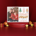 holly jolly vibes retro vintage christmas photo    holiday card<br><div class="desc">stylish holly jolly vibes retro vintage christmas photo Holiday Card .
This type of card is perfect for those who love nostalgia and vintage aesthetics.</div>