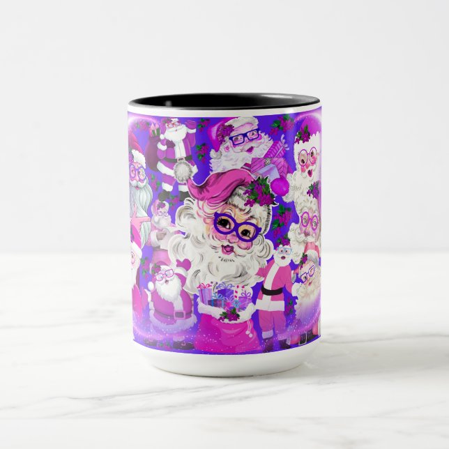 Holly Jolly Vintage Santa Faces Coffee Mug (Center)