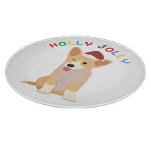Holly Jolly Welsh Corgi Chopping Board