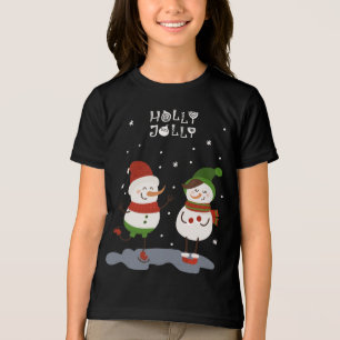 Holly Jolly Winter Snowman Christmas Holidays Tri-Blend Shirt