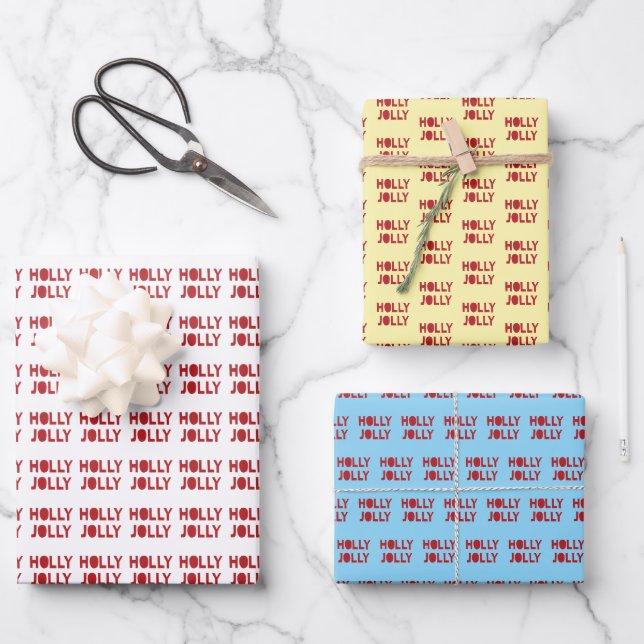 Holly Jolly Wrapping Paper Sheet (Front)