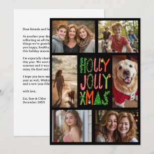 HOLLY JOLLY XMAS Hand-Drawn CUSTOM 6 PHOTO  Holiday Card