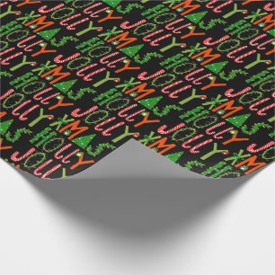 HOLLY JOLLY XMAS Sweet Holiday Christmas Wrapping Paper