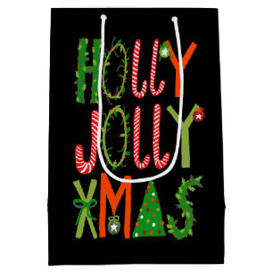 HOLLY JOLLY XMAS Sweet Holidays Christmas Medium Gift Bag