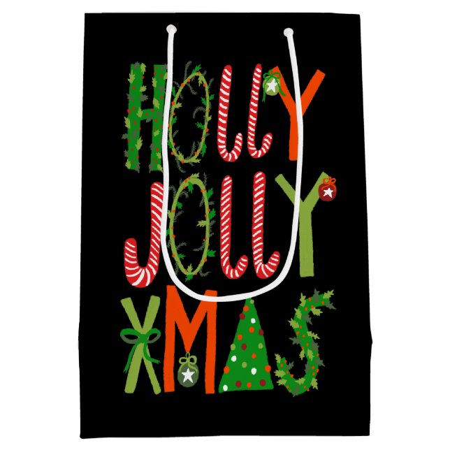 HOLLY JOLLY XMAS Sweet Holidays Christmas Medium Gift Bag (Back)