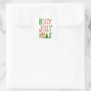 HOLLY JOLLY XMAS Sweet Holidays Christmas Square Sticker