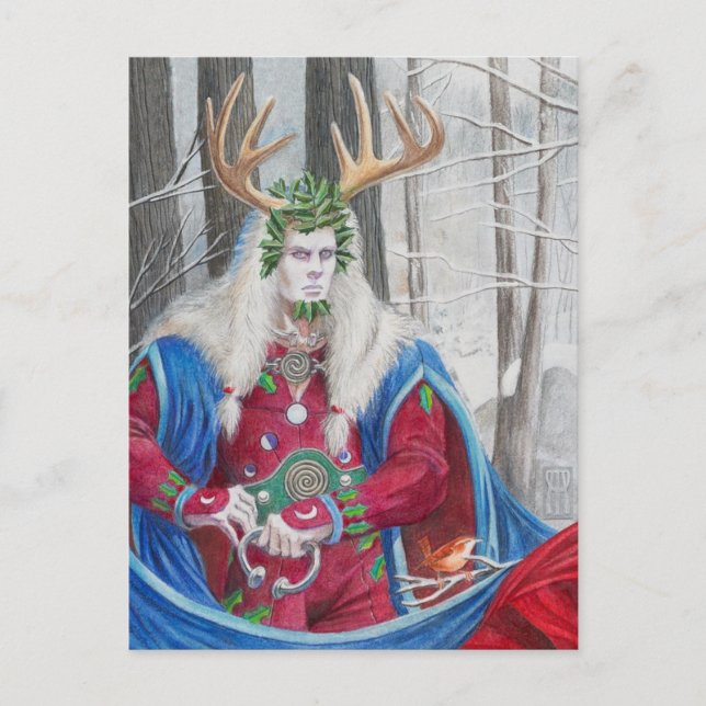 Holly King Portrait mini print Postcard (Front)
