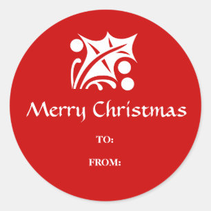 Holly leaf and berries Merry Christmas gift labels