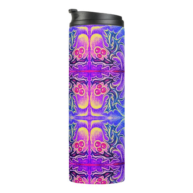 Holly Leaf and Berry Colourful Thermal Tumbler (Rotated Right)