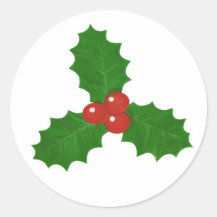 Holly Leaf Classic Round Sticker