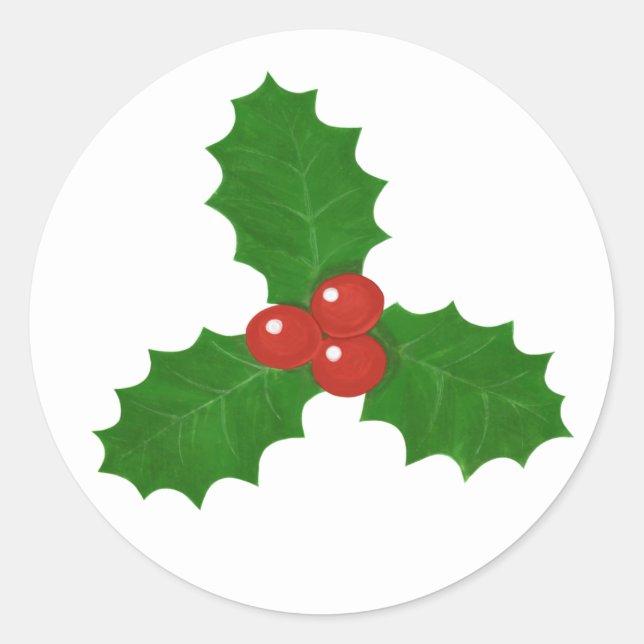 Holly Leaf Classic Round Sticker (Front)