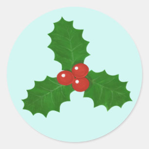 Holly Leaf Classic Round Sticker