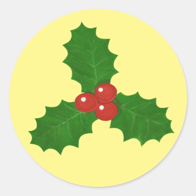 Holly Leaf Classic Round Sticker (Front)
