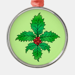 Holly leaf Fleur de lis Metal Tree Decoration