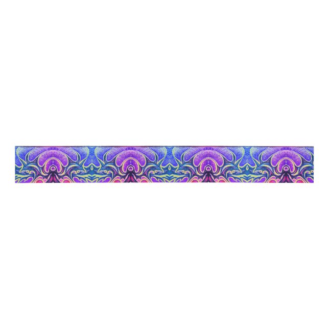Holly Leaf Purple Colourful Grosgrain Ribbon (Front)