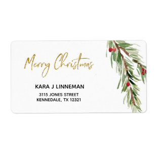 Holly Leaf watercolor foliage Christmas Address