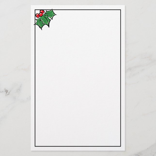 Holly Leaves and berries | Christmas cheer  Stationery (Front)
