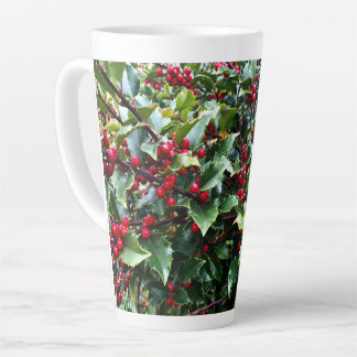 Holly leaves and Berries Latte Mug