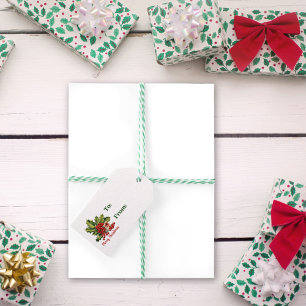Holly Leaves and Berries Merry Christmas Gift Tags