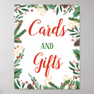 Holly Leaves Berry    Cards And Gifts Wedding Sign