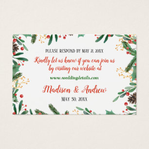 Holly Leaves Berry Christmas   Wedding RSVP Online