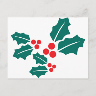 Holly Leaves Christmas Holiday Postcard